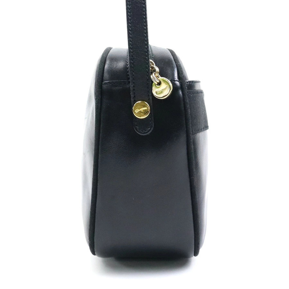 Salvatore Ferragamo Leather Shoulder Bag Crossbody Black Vara Black